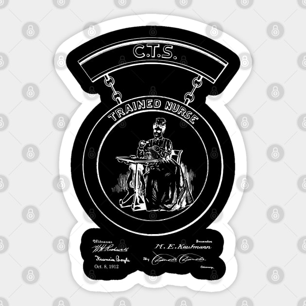 Registered Nurse Pin Vintage Patent Print 1912 Sticker by MadebyDesign